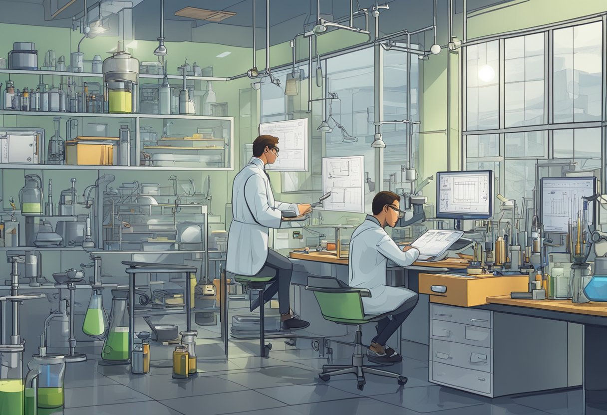 Assessment and Progress Tracking in Experiments: A Friendly Guide to Monitoring Your Results Experiment,Progress tracking,Assessments LearningMole Experiment: A scientist observes and records data on a chart while various scientific equipment and tools are scattered around the lab