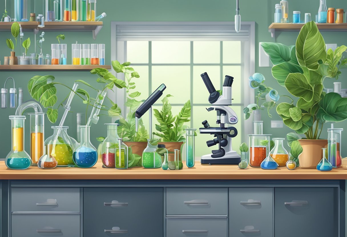Assessment and Progress Tracking in Biology: Effective Tools for Monitoring Student Growth Progress Tracking,biology LearningMole Progress Tracking: A laboratory bench with various biology equipment and tools, including microscopes, petri dishes, test tubes, and plant specimens