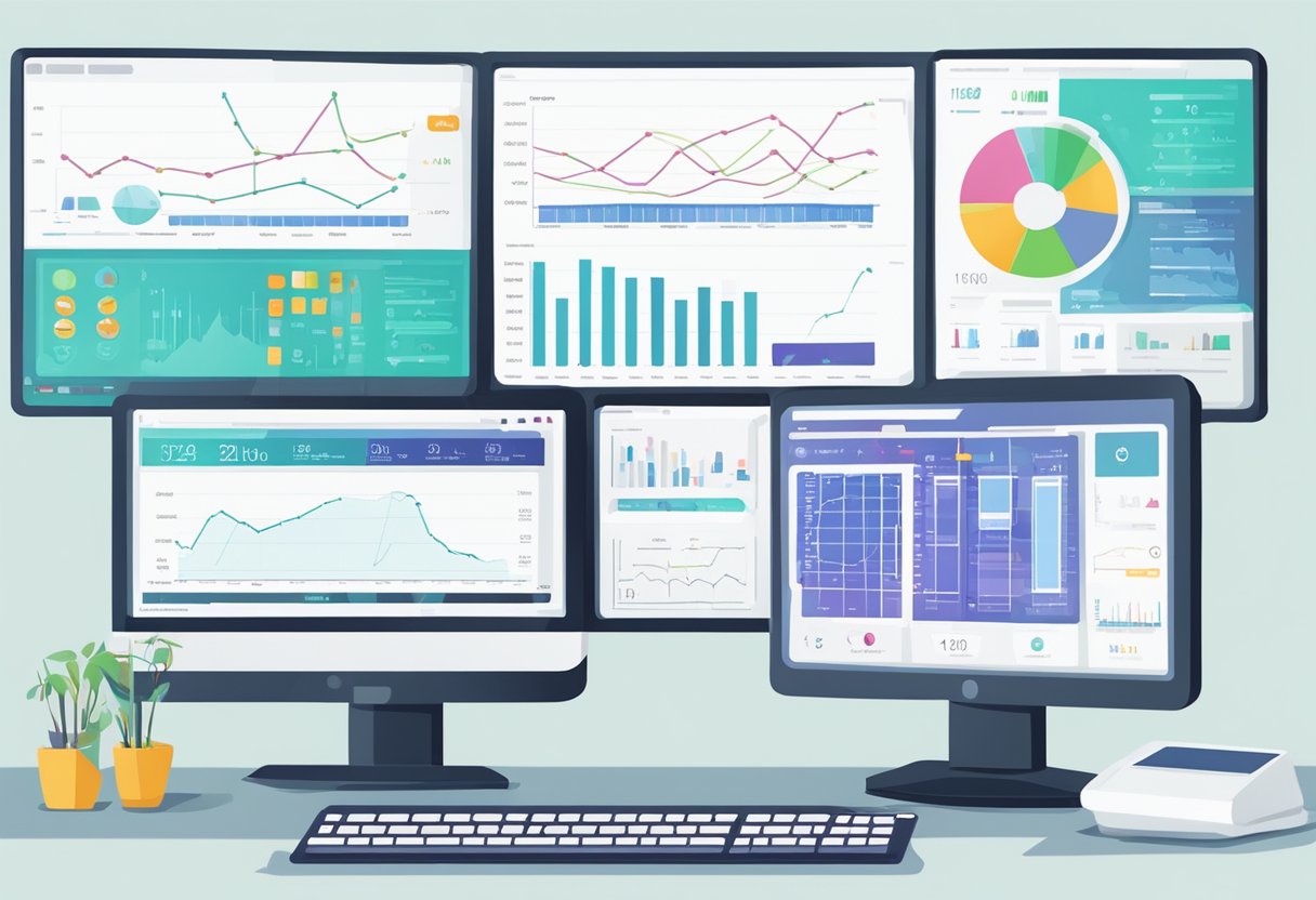Assessment and Progress Tracking in Experiments: A Friendly Guide to Monitoring Your Results Experiment,Progress tracking,Assessments LearningMole Experiment: A computer screen displaying graphs and charts tracking educational progress and experiment data. Multiple devices and sensors are connected to the central system