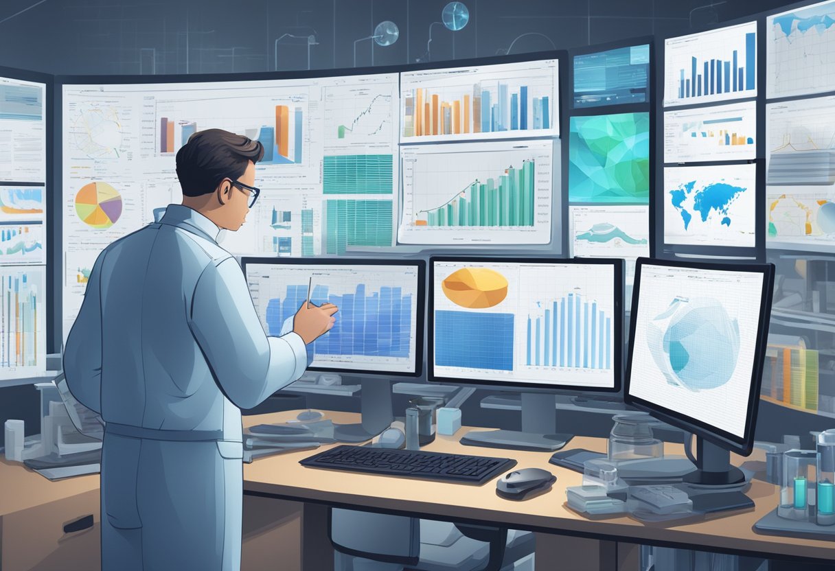 Assessment and Progress Tracking in Experiments: A Friendly Guide to Monitoring Your Results Experiment,Progress tracking,Assessments LearningMole Experiment: A scientist reviewing data charts and graphs on a computer screen, surrounded by lab equipment and research materials