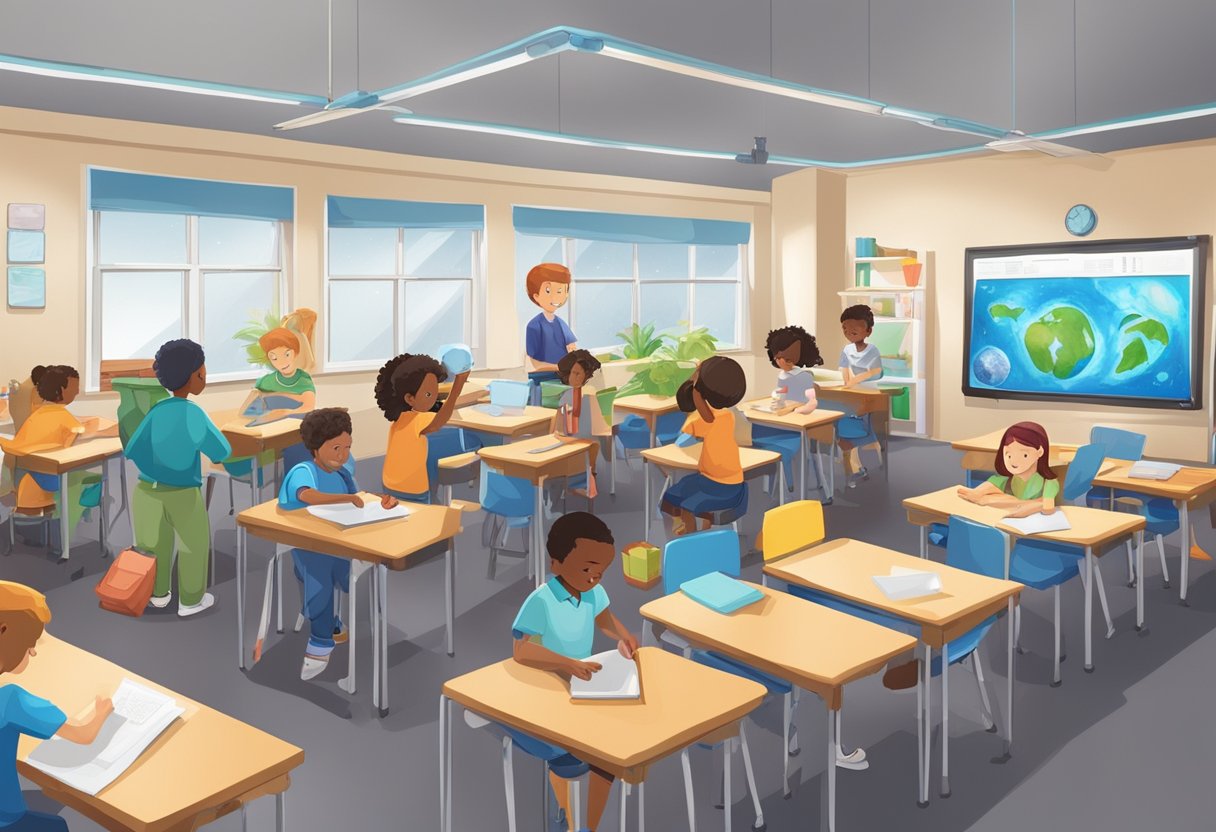 Top 10 Classroom Activities for Teaching Earth & Space: Fun and Educational Ideas for Primary School Teachers Earth and Space,Science,earth LearningMole Earth and Space: A classroom setting with students engaging in various activities related to Earth and space, such as experiments, model building, and interactive learning