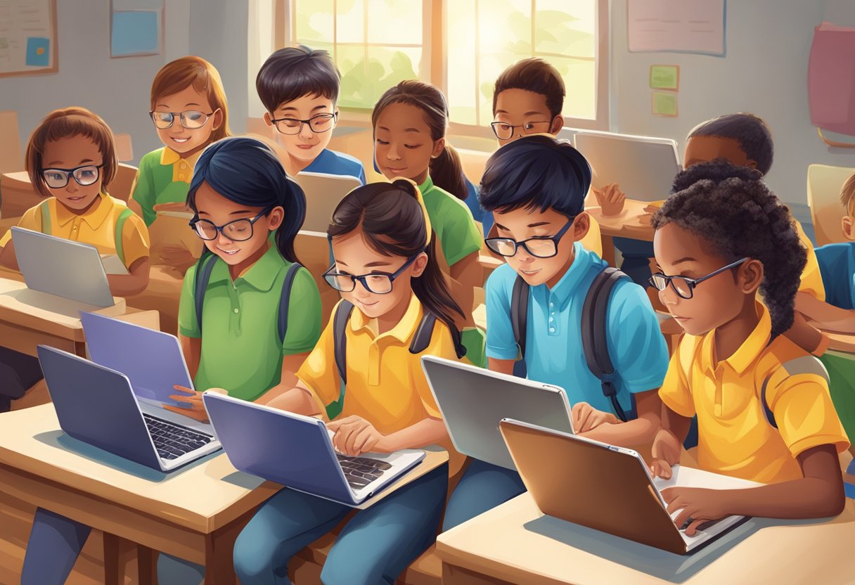 Advanced Reading Comprehension Techniques for Upper Primary Classes: Boosting Literacy Skills in Years 5-6 reading comprehension,Reading LearningMole A group of upper primary students using tablets and laptops to engage in interactive reading comprehension activities