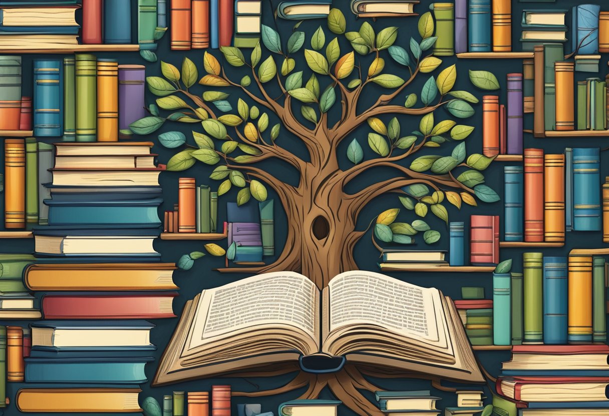 How Grammar Supports Cross-Curricular Learning: Building Bridges Between Subjects Grammar LearningMole A tree with branches interwoven with books, surrounded by various subject textbooks, representing the connection between grammar and cross-curricular learning