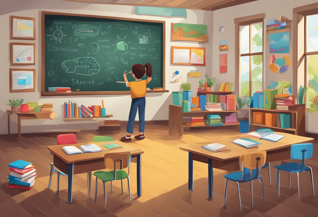 How Creative Writing Supports Cross-Curricular Learning: Unlocking Student Potential Across Subjects Creative Writing LearningMole Creative Writing: A classroom setting with various subjects written on a chalkboard, surrounded by colorful and imaginative illustrations representing different learning standards