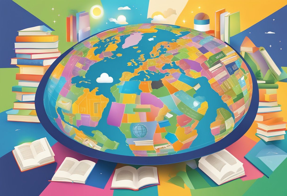 Comprehensive Guide to World Languages for Primary Students: Making Learning Fun and Accessible World language,languages LearningMole World language: A colorful globe surrounded by diverse language books and teaching materials
