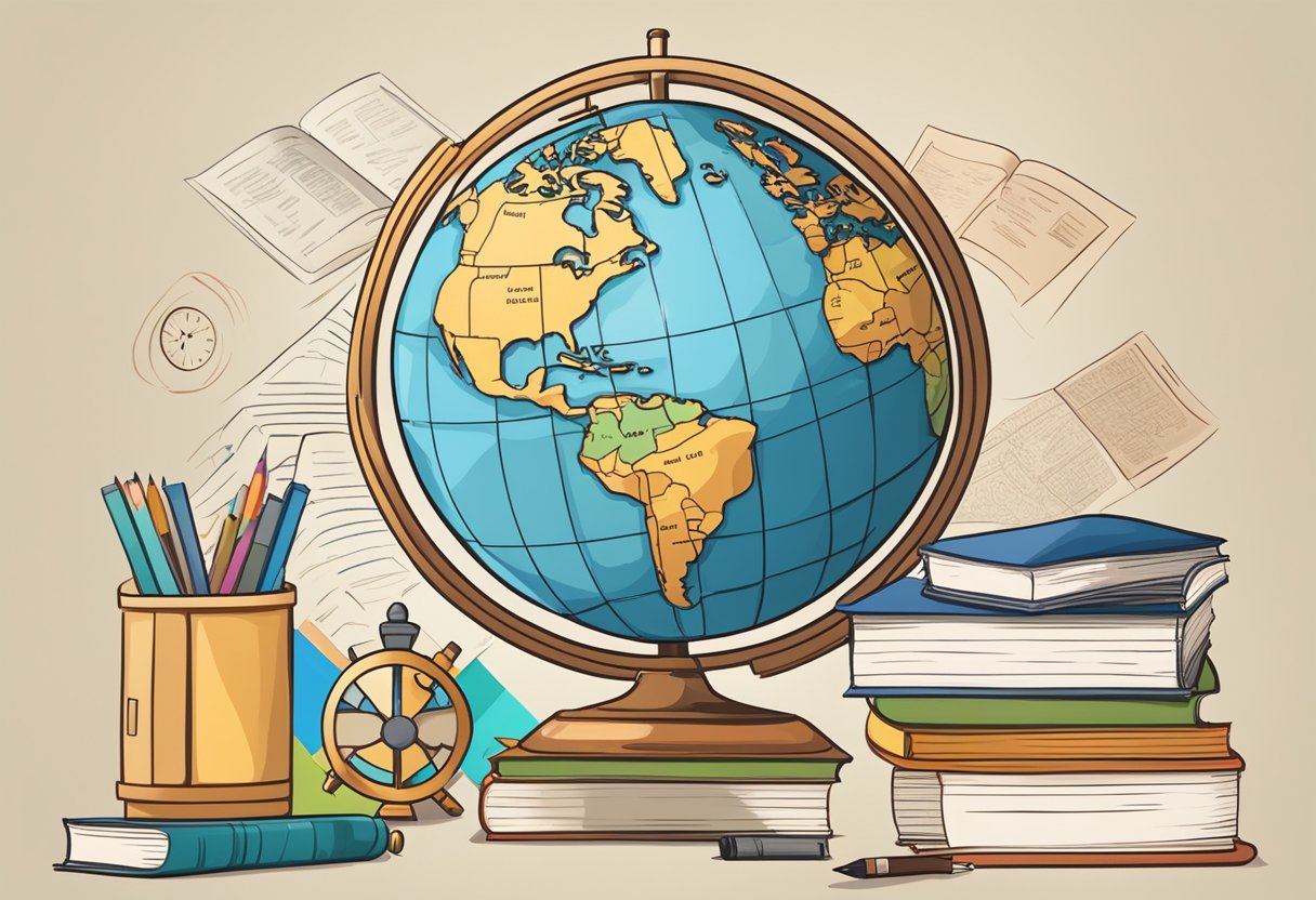 Comprehensive Guide to World Languages for Primary Students: Making Learning Fun and Accessible World language,languages LearningMole A colorful globe surrounded by language books and maps, with a pencil and notebook nearby