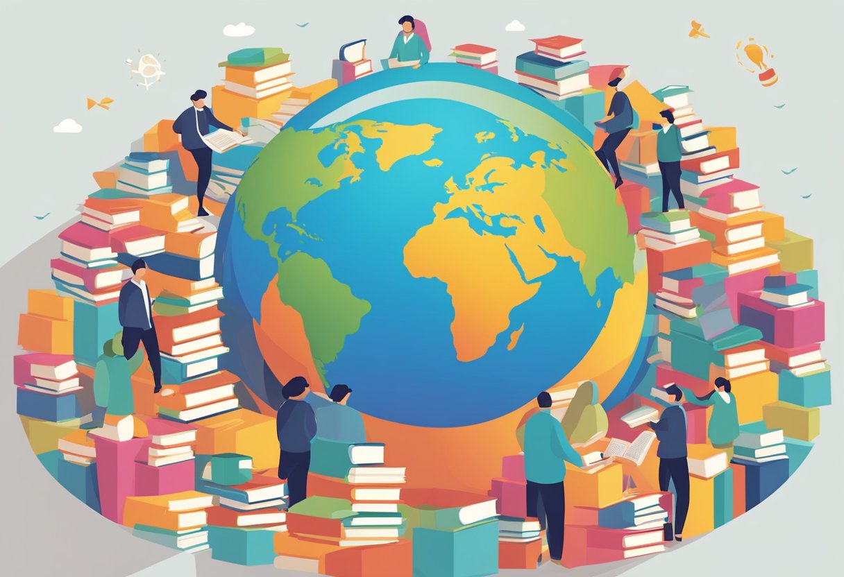 Comprehensive Guide to World Languages for Primary Students: Making Learning Fun and Accessible World language,languages LearningMole World language: A colorful globe surrounded by books in various languages, with young students engaged in language learning activities
