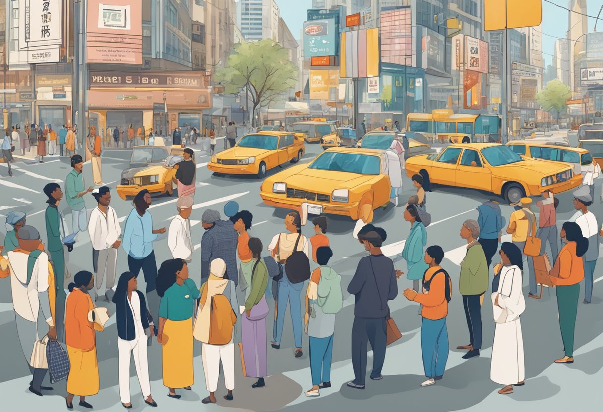 Advanced World Languages Techniques for Upper Primary Classes: Fun Ways to Boost Fluency in Years 5-6 world languages,Languages,Upper primary LearningMole world languages: A diverse group of people conversing in various languages at a bustling intersection, showcasing the intersection of language and society