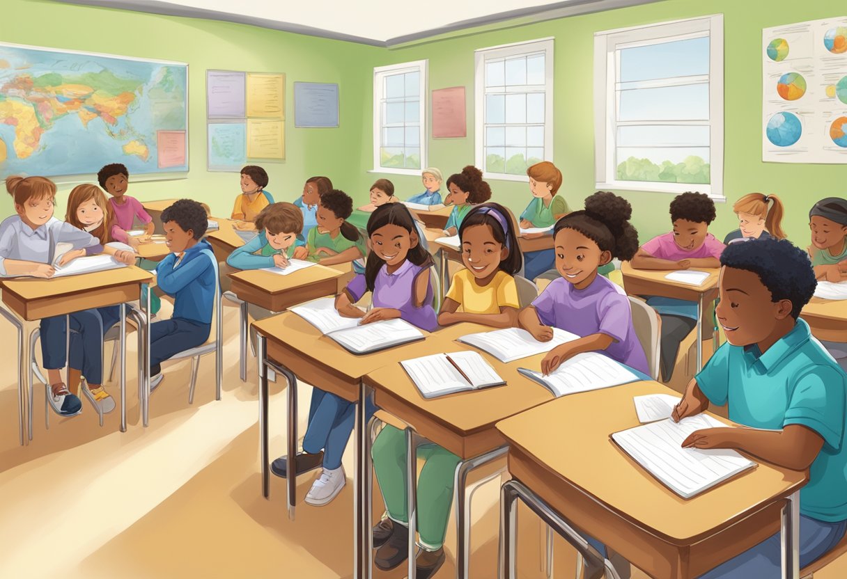 Advanced World Languages Techniques for Upper Primary Classes: Fun Ways to Boost Fluency in Years 5-6 world languages,Languages,Upper primary LearningMole world languages: A classroom setting with students engaged in language learning activities, such as writing, speaking, and listening exercises in French, Spanish, and other advanced world languages