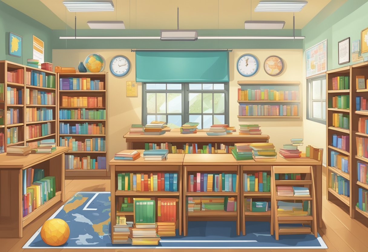 Advanced World Languages Techniques for Upper Primary Classes: Fun Ways to Boost Fluency in Years 5-6 world languages,Languages,Upper primary LearningMole world languages: A classroom with diverse language materials and tools, including books, maps, and language learning games, arranged neatly on shelves and tables