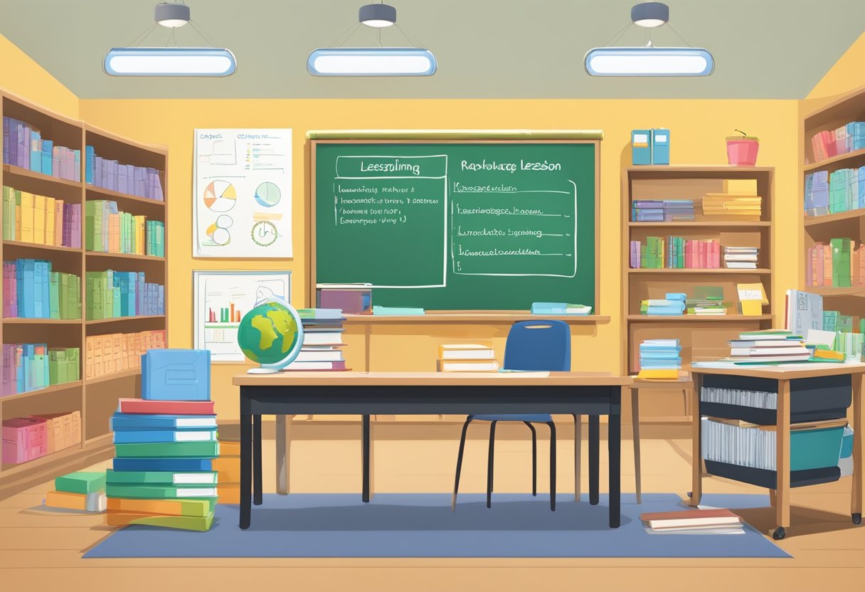 Advanced World Languages Techniques for Upper Primary Classes: Fun Ways to Boost Fluency in Years 5-6 world languages,Languages,Upper primary LearningMole world languages: A classroom setting with diverse language learning materials and resources displayed on shelves, a whiteboard with language charts, and a teacher's desk with lesson plans and educational materials