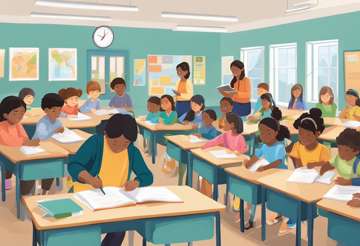 Real-Life Applications of World Languages in Primary Education: Engaging Young Minds Through Everyday Culture World Languages,Languages LearningMole World Languages: A classroom setting with diverse students engaged in hands-on activities, using world languages to explore and apply subject content