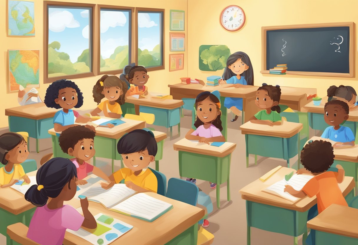 Real-Life Applications of World Languages in Primary Education: Engaging Young Minds Through Everyday Culture World Languages,Languages LearningMole World Languages: A classroom setting with diverse cultural symbols and children engaging in language learning activities