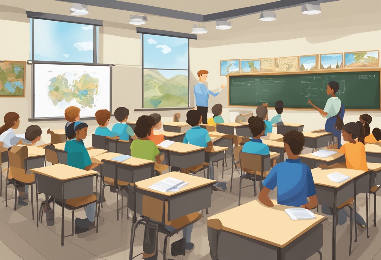 Ancient History Projects: A classroom with students engaged in hands-on projects about ancient history, displaying critical thinking and assessment strategies