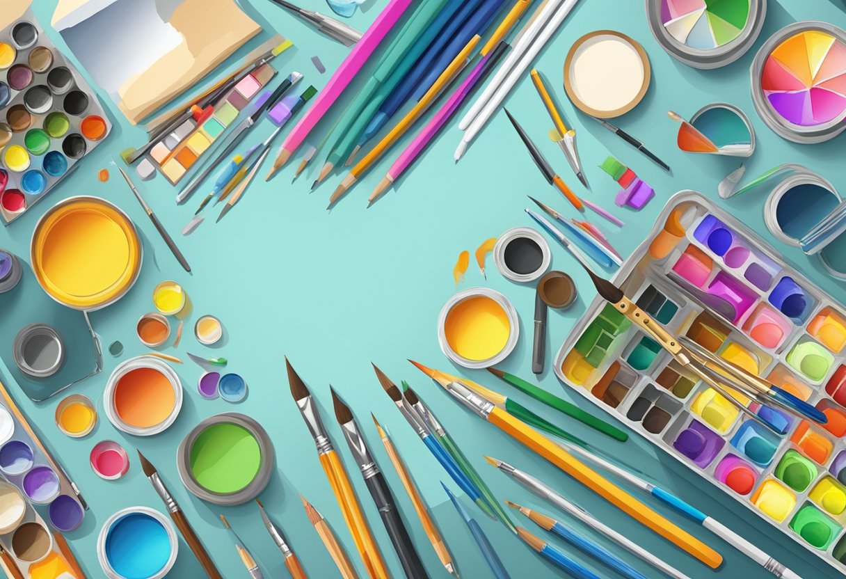 Advanced Arts and Craft Techniques for Upper Primary Classes: Inspiring Creative Excellence in Years 5-6 arts and craft,Primary,Creativity LearningMole Arts and Craft: A colorful array of art supplies and tools arranged on a table, including paintbrushes, palettes, pencils, markers, and paper