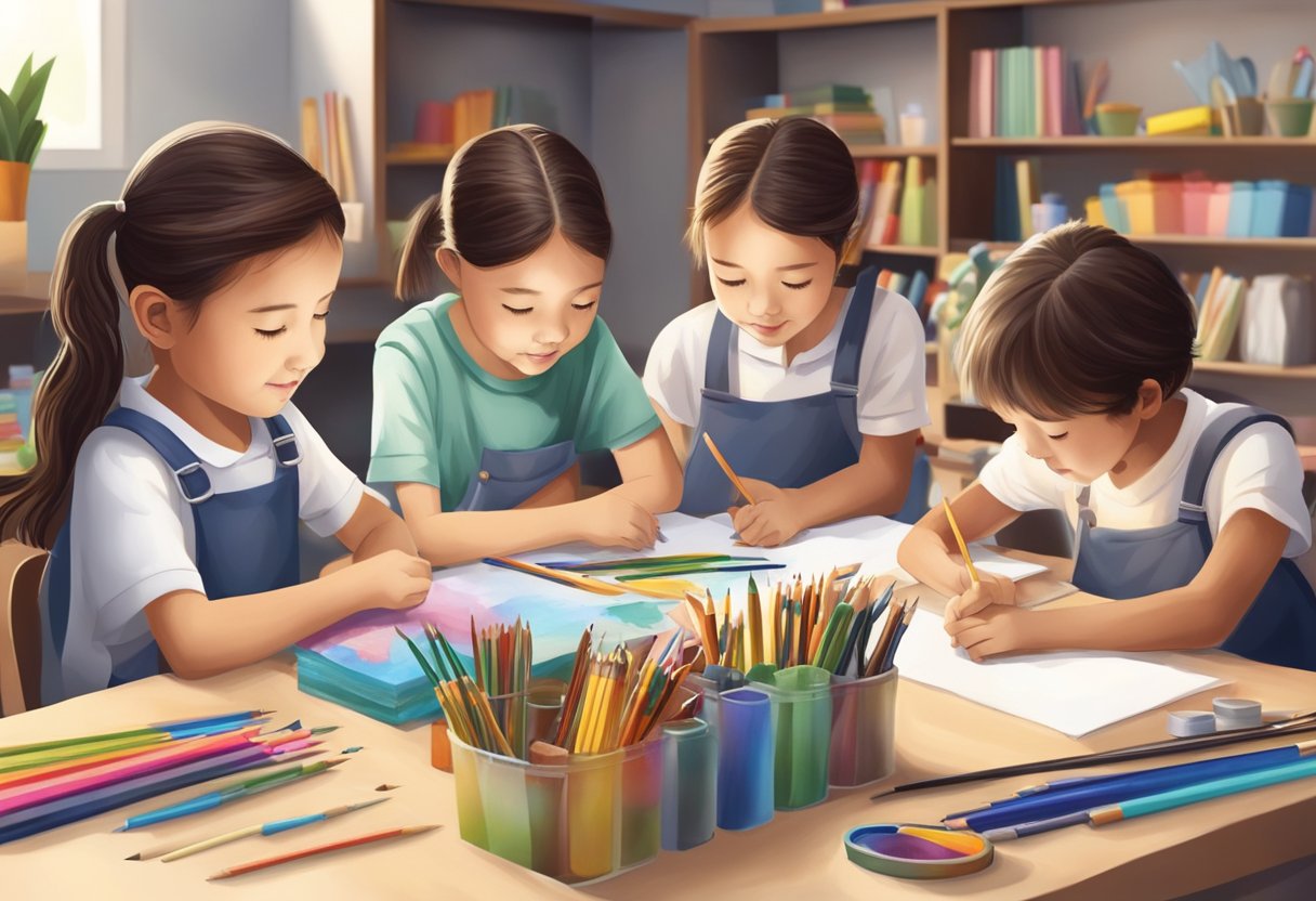 Advanced Arts and Craft Techniques for Upper Primary Classes: Inspiring Creative Excellence in Years 5-6 arts and craft,Primary,Creativity LearningMole Arts and Craft: A group of upper primary students engage in advanced arts and craft techniques, surrounded by a variety of art supplies and materials