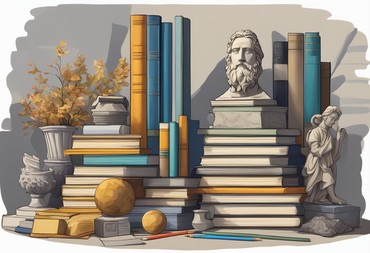 Art History: Common Mistakes and How to Avoid Them - A Beginner's Guide to Mastering the Subject Art history,art style,artwork LearningMole Art history: A stack of art history books surrounded by various art supplies and a classical sculpture