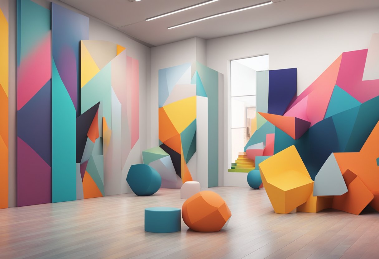 Advanced Art History Techniques for Upper Primary Classes: Making History Come Alive through Art Art history,artistic LearningMole Art history: A colorful, abstract installation fills a gallery space, with dynamic shapes and textures extending beyond the canvas onto the walls and floor