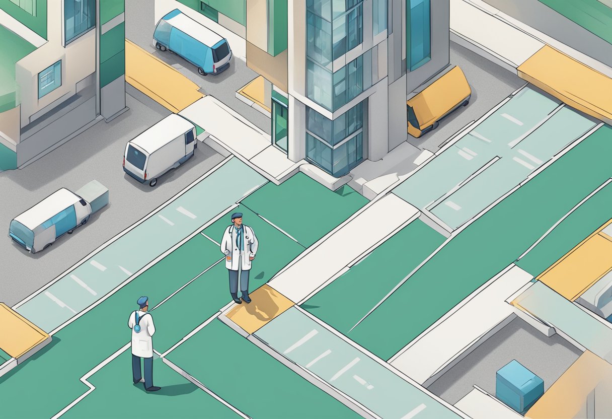 Resource Packs for Teaching Ethical Dilemmas ethical dilemma,ethics LearningMole A doctor standing at a crossroads, with two paths leading to different patient care options. A stack of resource packs sits nearby