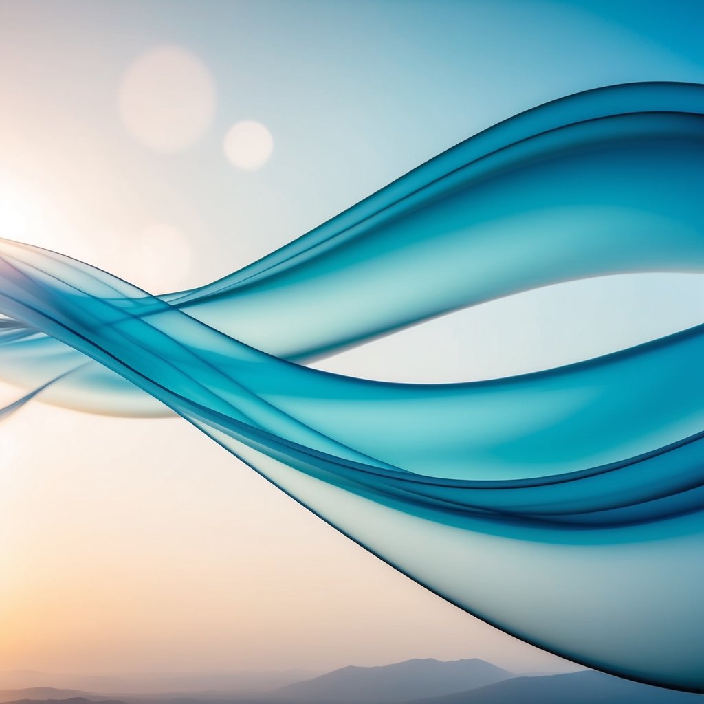 A serene, abstract landscape with calming colors and flowing lines, representing the integration of mind-body techniques in medicine