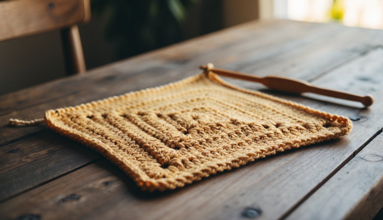 Two strands of yarn interlock in a seamless crochet join