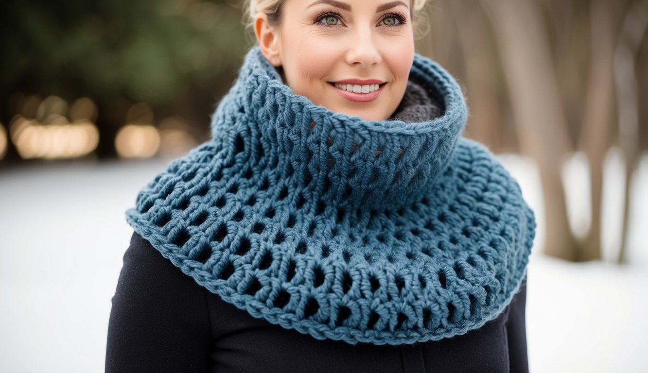 A crochet hook pulling yarn through three loops, creating a treble crochet stitch