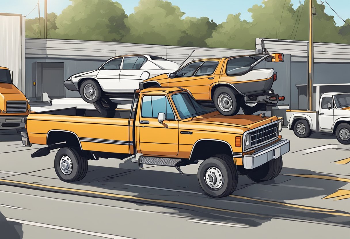 Remoção Particular: Soluções Eficientes para Transporte Seguro de Bens 6 Um guincho removendo um carro de um estacionamento