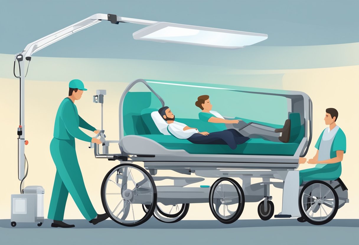 Um veículo especializado com elevador hidráulico e equipamentos médicos para transportar pacientes acamados