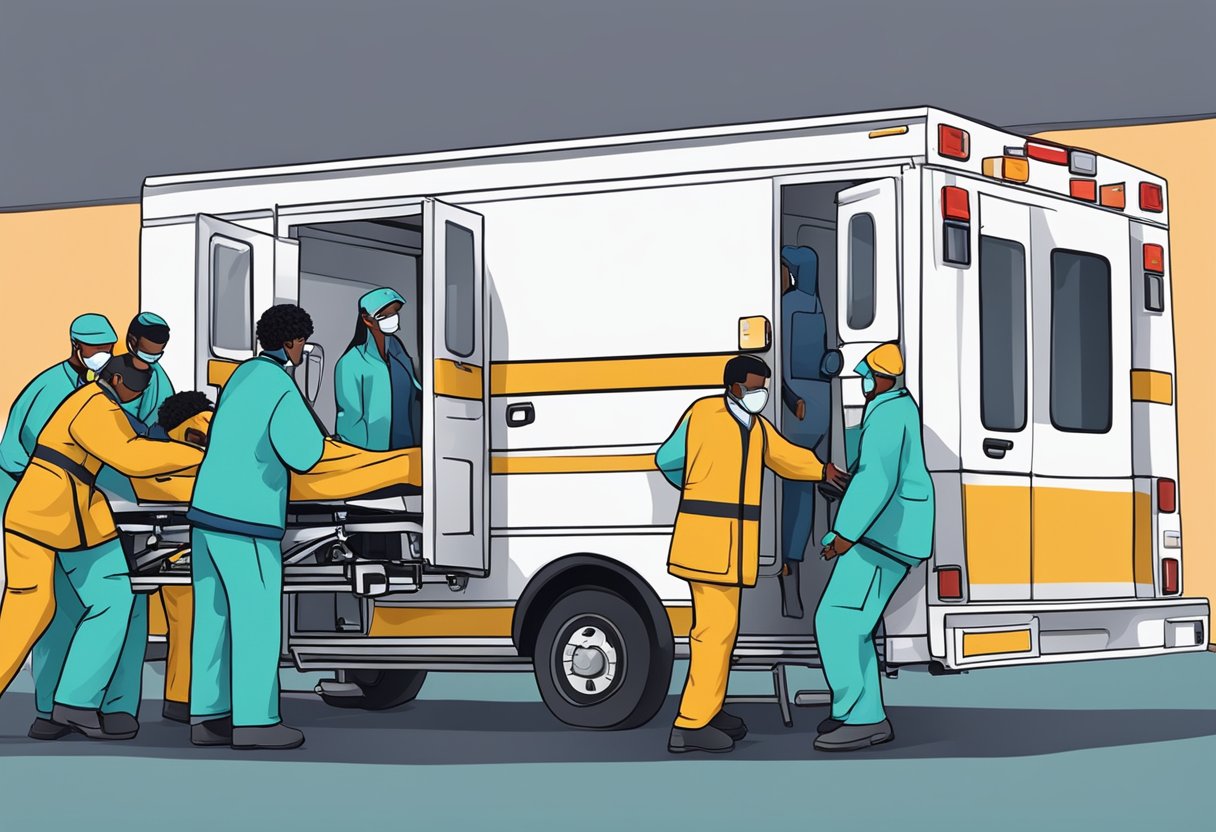 Remoção Ambulancia Particular: Quando e Como Solicitar com Segurança 4 Uma equipe de profissionais de saúde carregando um paciente em uma ambulância particular para transporte