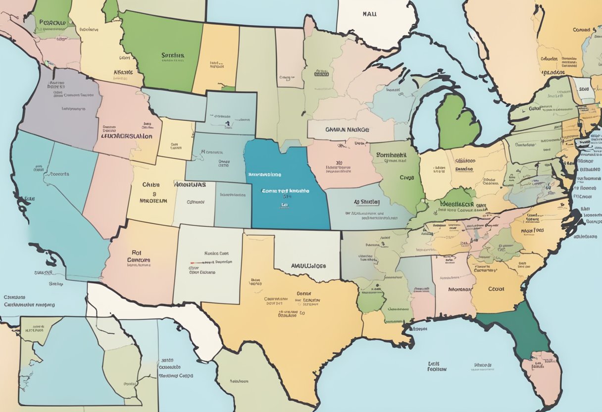 Um mapa mostrando várias regiões com diferentes valores de custo de ambulância