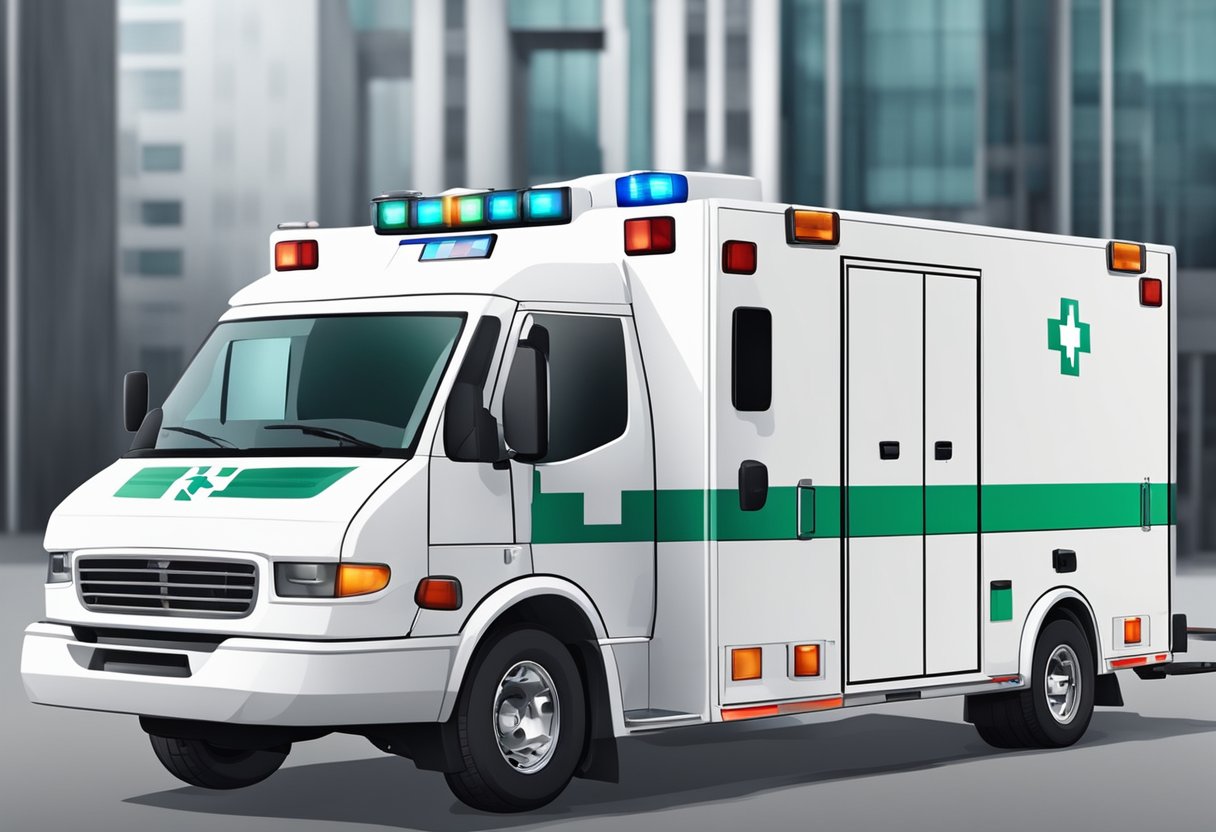 Uma ambulância moderna equipada com tecnologia médica avançada e recursos.