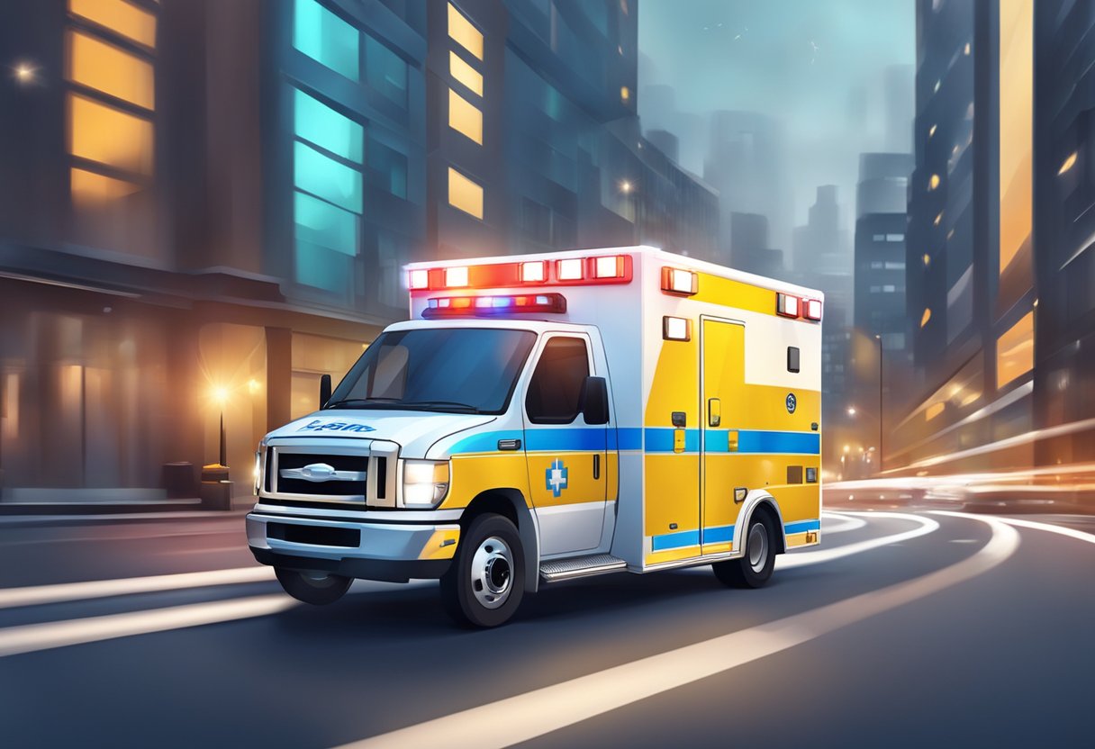 Valor ambulancia: fatores que influenciam no preço do serviço 2 Uma ambulância moderna com luzes piscantes e sirenes correndo pelas ruas da cidade