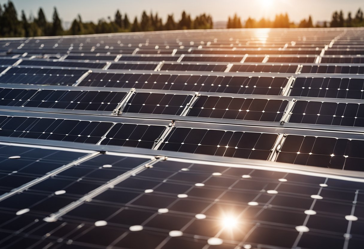 Solar cables connecting solar panels to a battery storage system, with the sun shining down on the panels