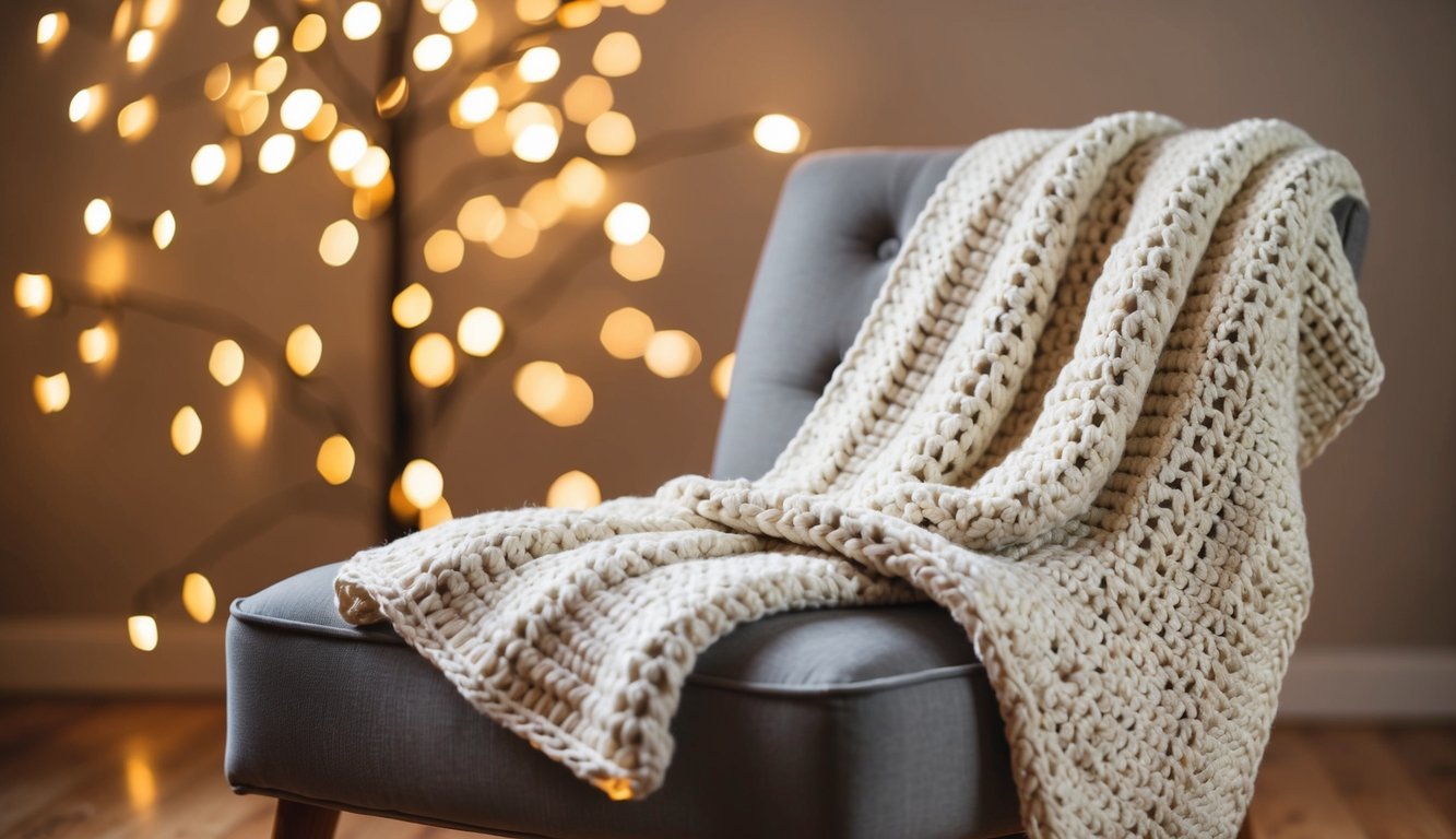 A pile of crochet chains in various lengths, laid out on a flat surface, with a crochet hook nearby