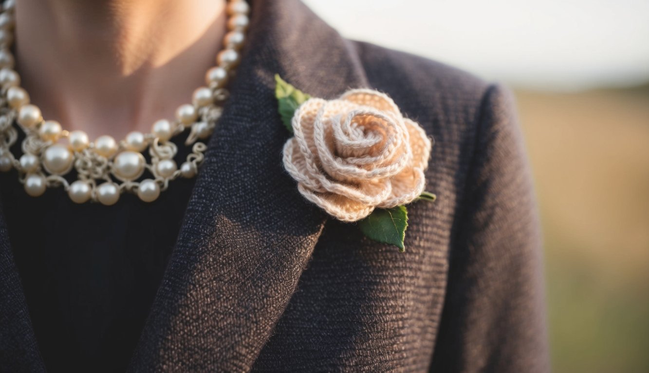 A crochet hook and yarn create a blooming rose