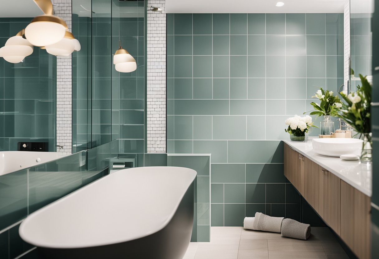 A spa-inspired bathroom wall with subway tiles in a serene, clean design