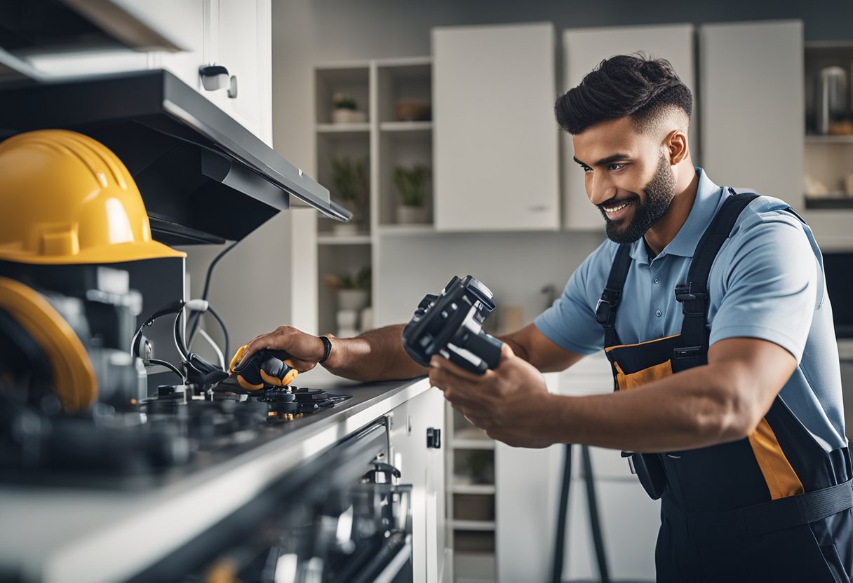 A home service technician uses AI tools to streamline operations and improve customer satisfaction