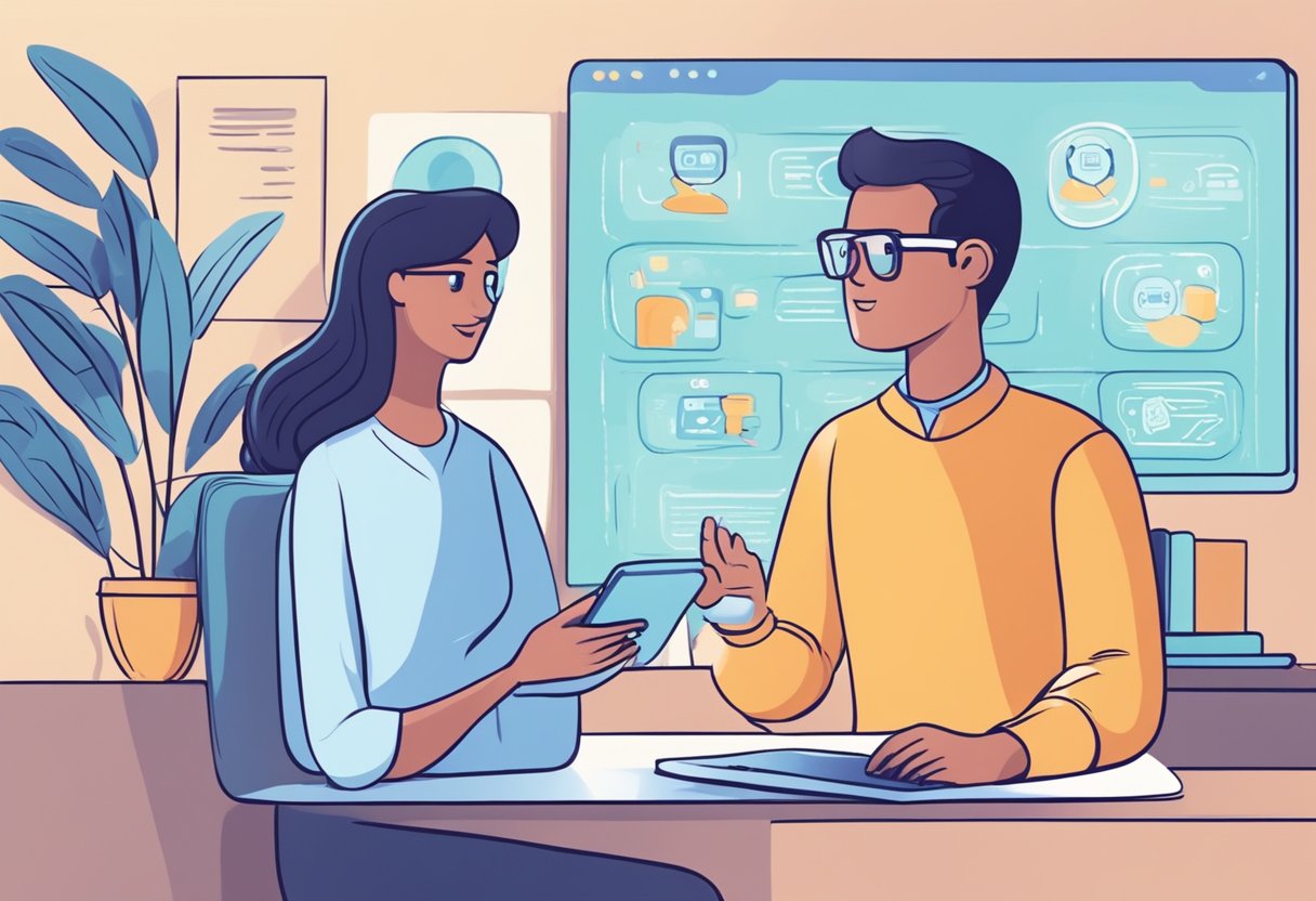 How AI Chatbots Improve Customer Service for Home Service Businesses 8 An AI chatbot interacts with customers, representing a home service business. It provides helpful and efficient responses to frequently asked questions, improving customer service