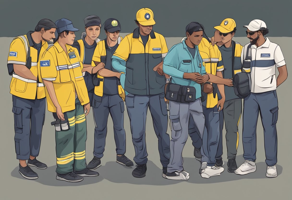 Um grupo de socorristas em diferentes regiões do Brasil ajudando e apoiando indivíduos que lutam contra o vício em drogas.