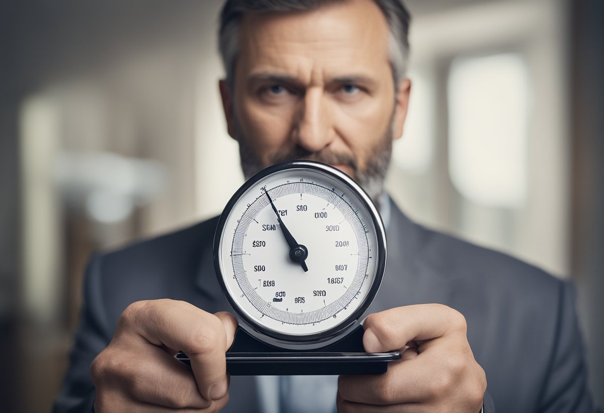 A landlord holding a scale with one side labeled "Guaranteed Rent" and the other "Traditional Letting," pondering the pros and cons of each option
