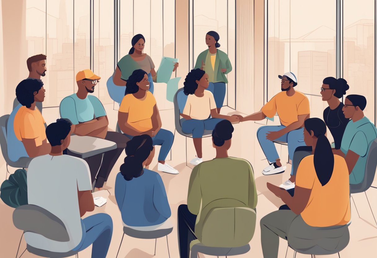 A group of diverse individuals engage in open and honest dialogue, demonstrating vulnerability and empathy in their communication