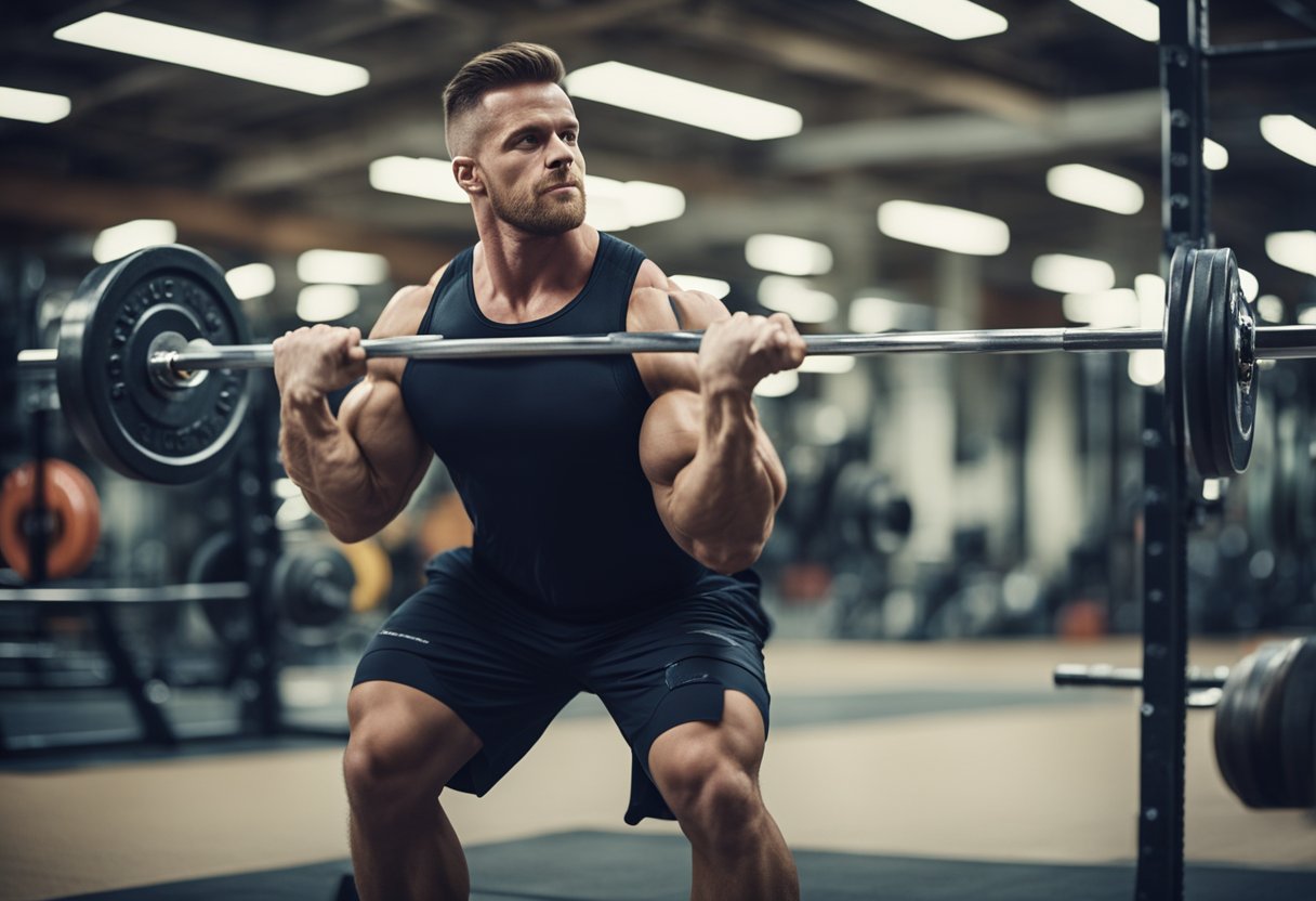 A weightlifter effortlessly lifts heavy barbells, displaying increased strength and power due to creatine supplementation