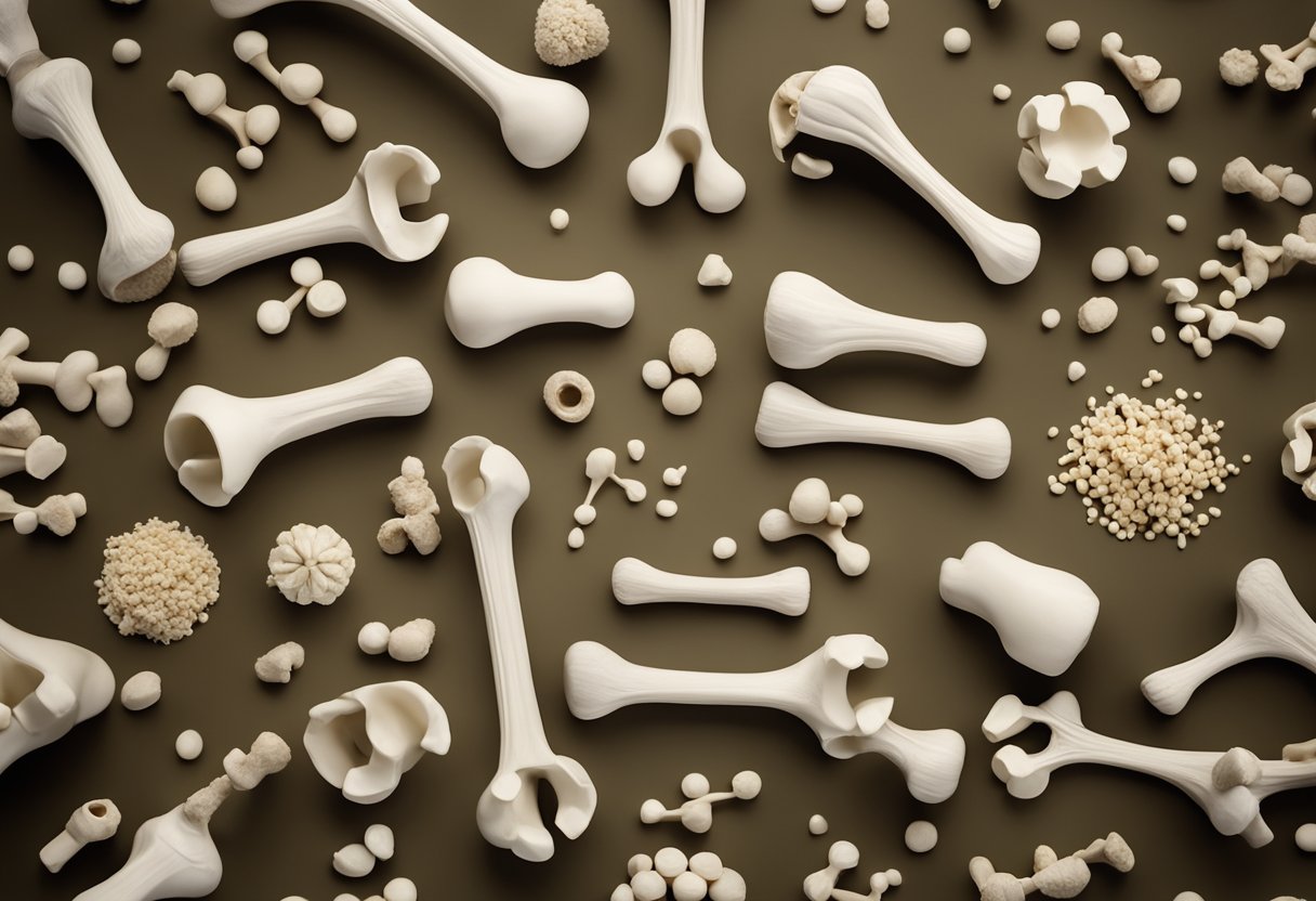 A group of bones and joints surrounded by healthy, active muscles, representing the benefits of creatine for bone and age-related health