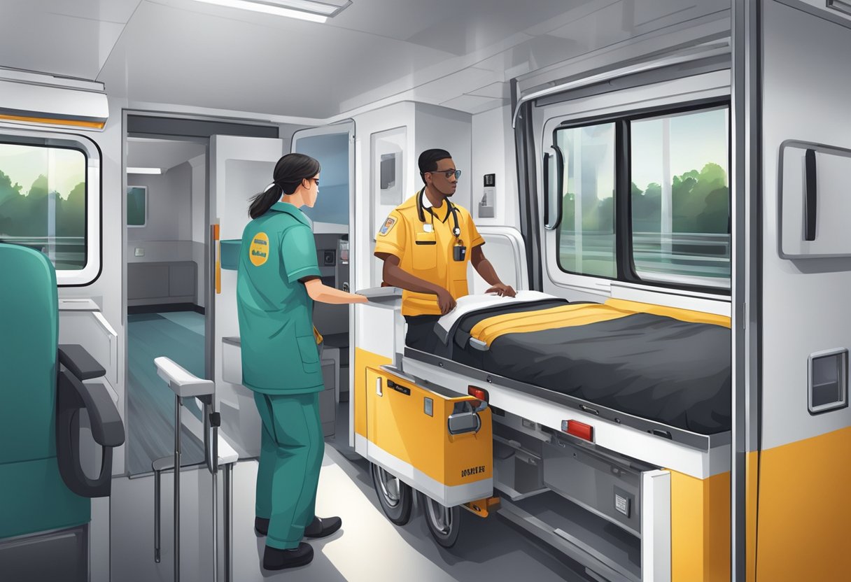 Uma pessoa alugando uma ambulância de uma instalação médica