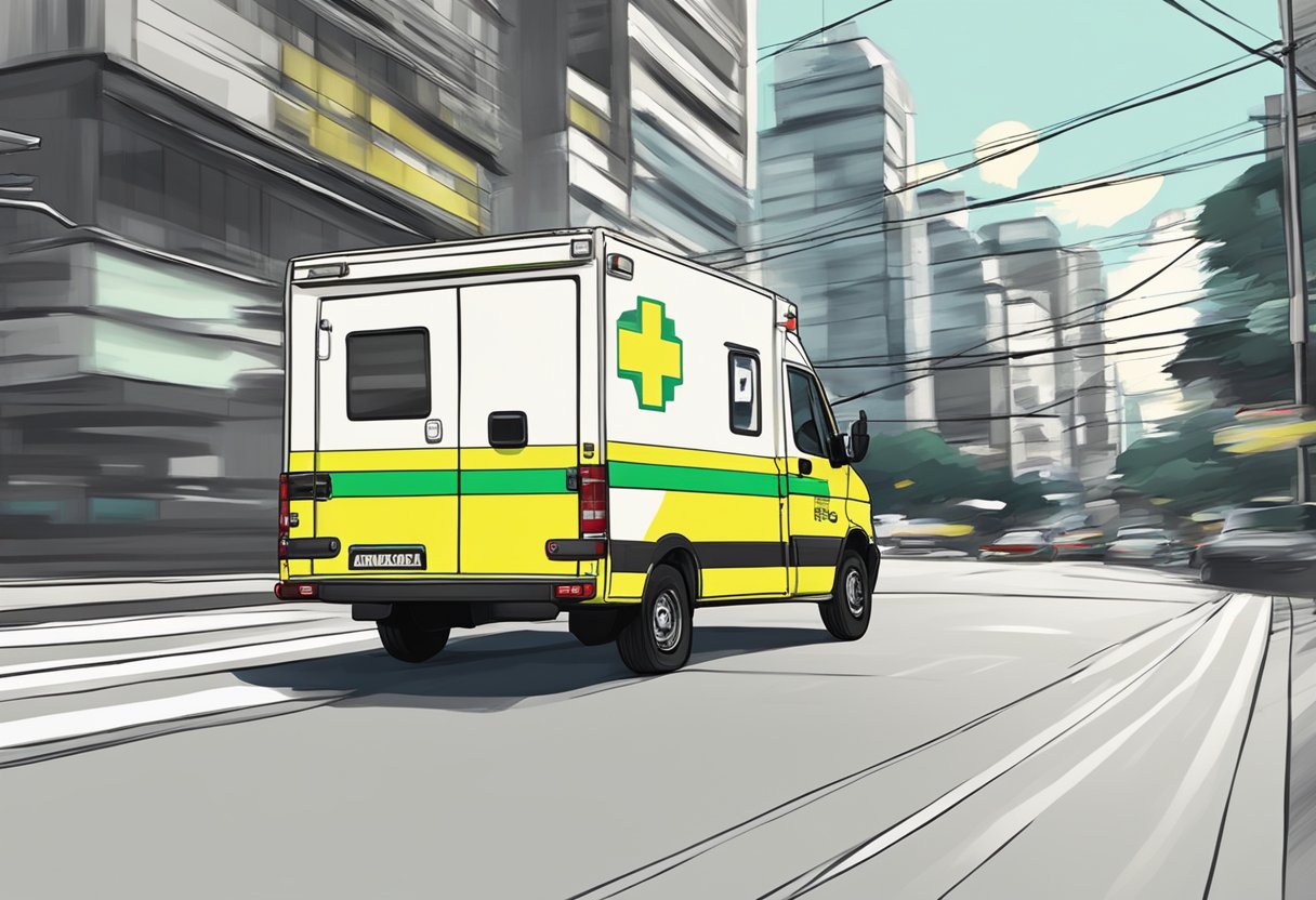 Uma ambulância particular acelerando pelas ruas de São Paulo às 24h