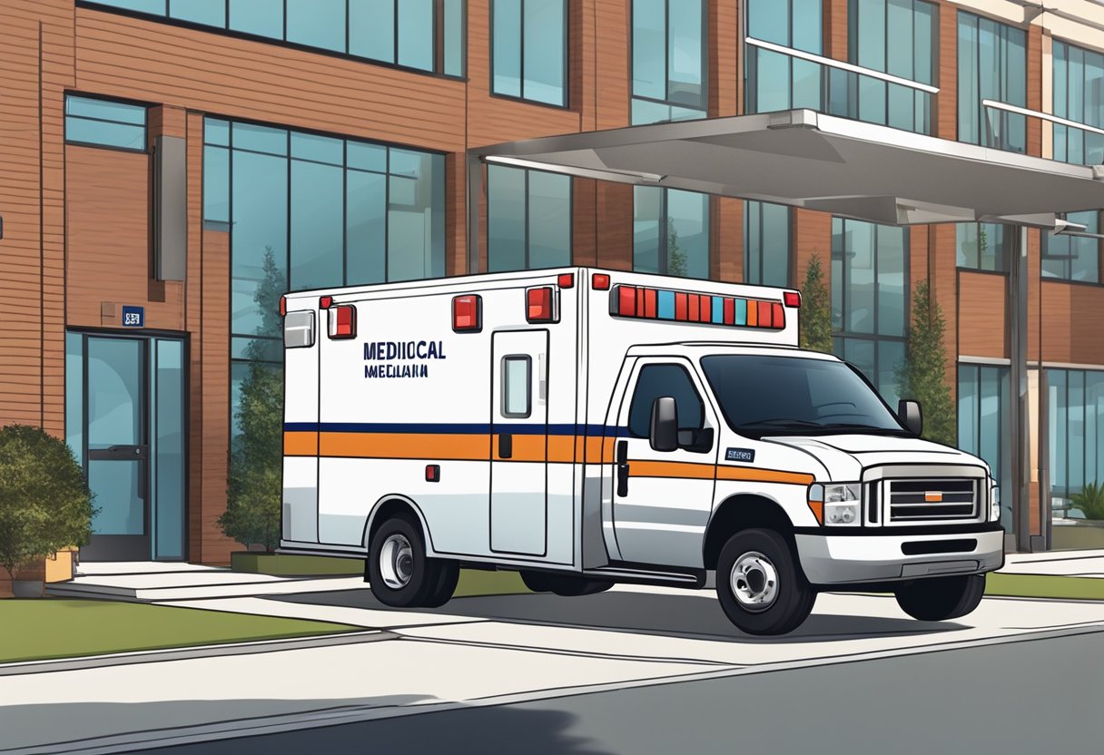 Ambulância Almirante Tamandaré serviços de emergência e como solicitar atendimento 4 Uma ambulância estacionou do lado de fora de um centro de saúde local, com equipamentos e recursos médicos sendo descarregados do veículo.