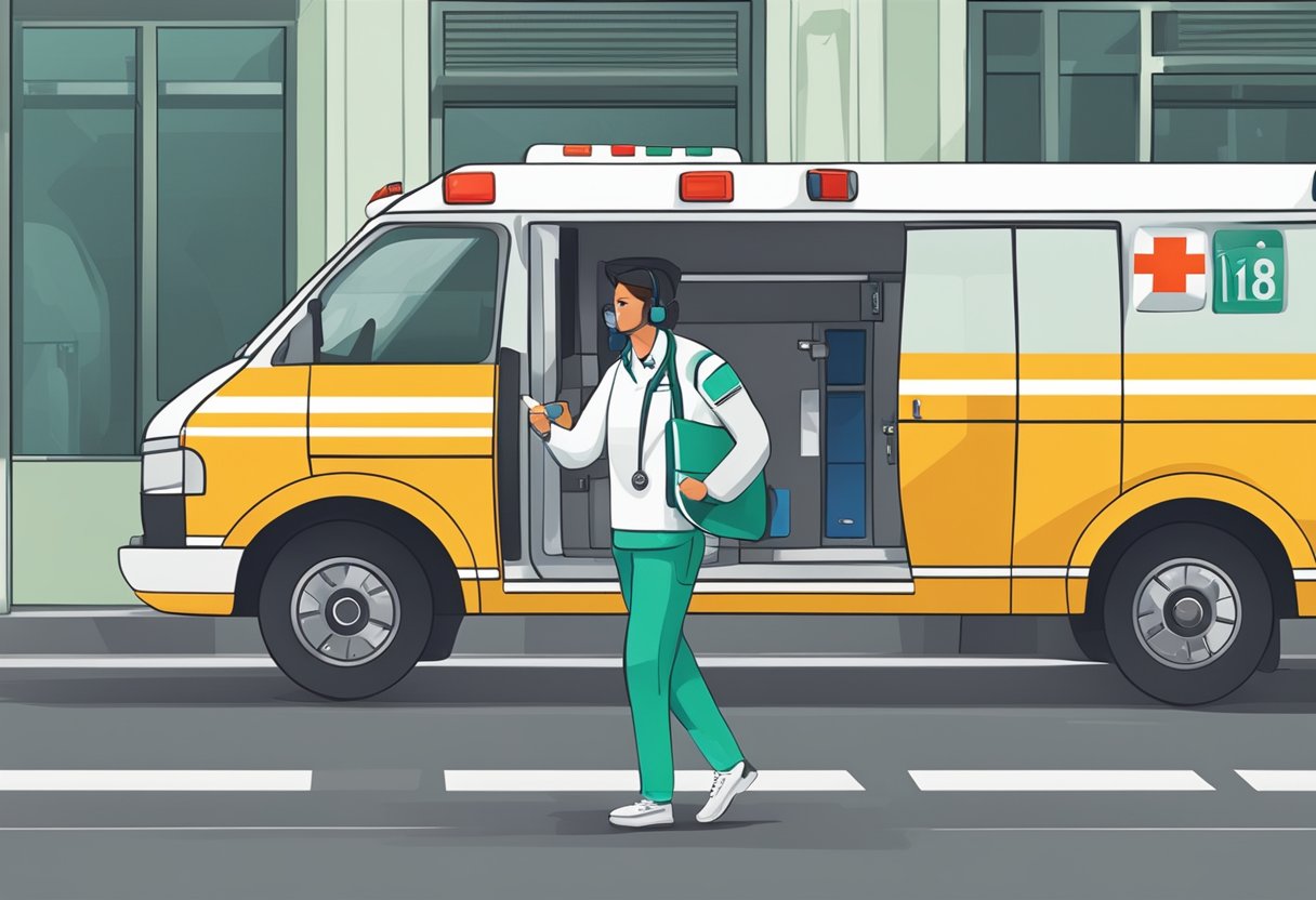 Uma pessoa precisando de uma ambulância em Curitiba discando o número de emergência