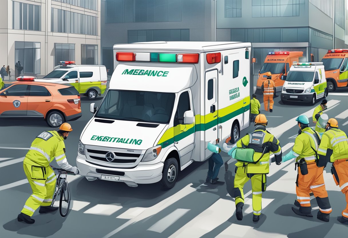 Uma equipe de profissionais e protocolos de ambulância de emergência em ação