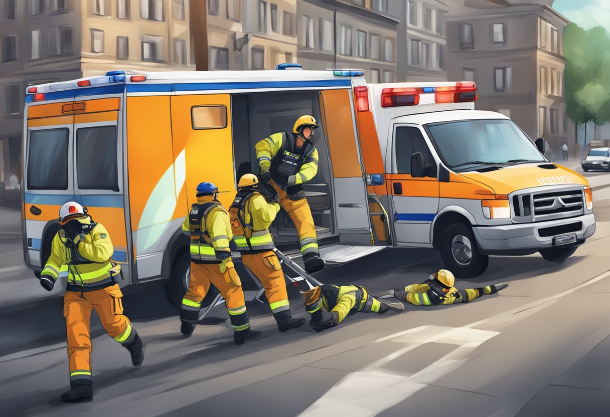 Ambulancia de resgate: funções essenciais e quando acionar 4 Uma equipe de resgate profissional em ação em uma cena de ambulância