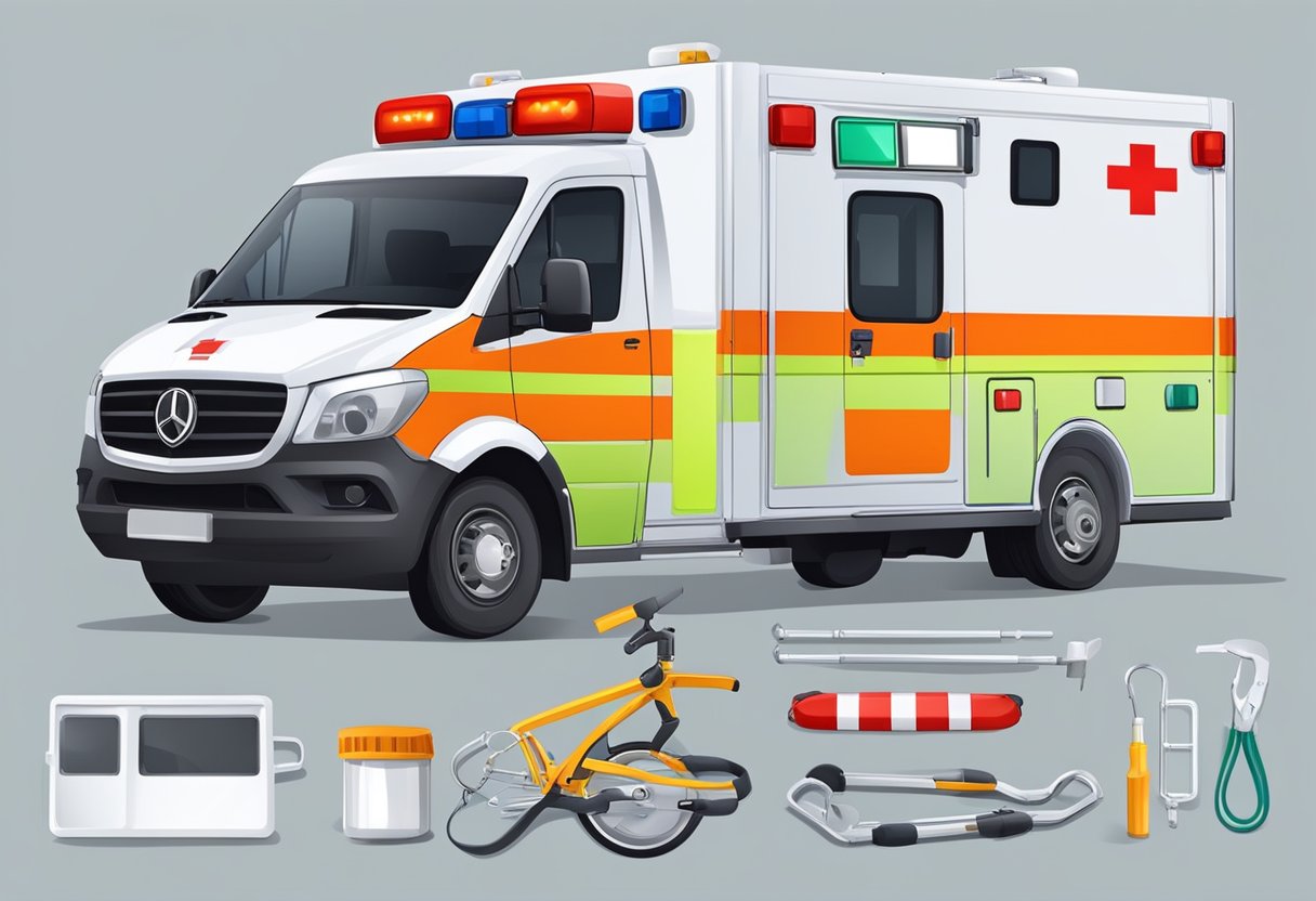 Uma ambulância do tipo remoção simples, equipada com maca, suprimentos médicos e equipamentos básicos de suporte à vida.
